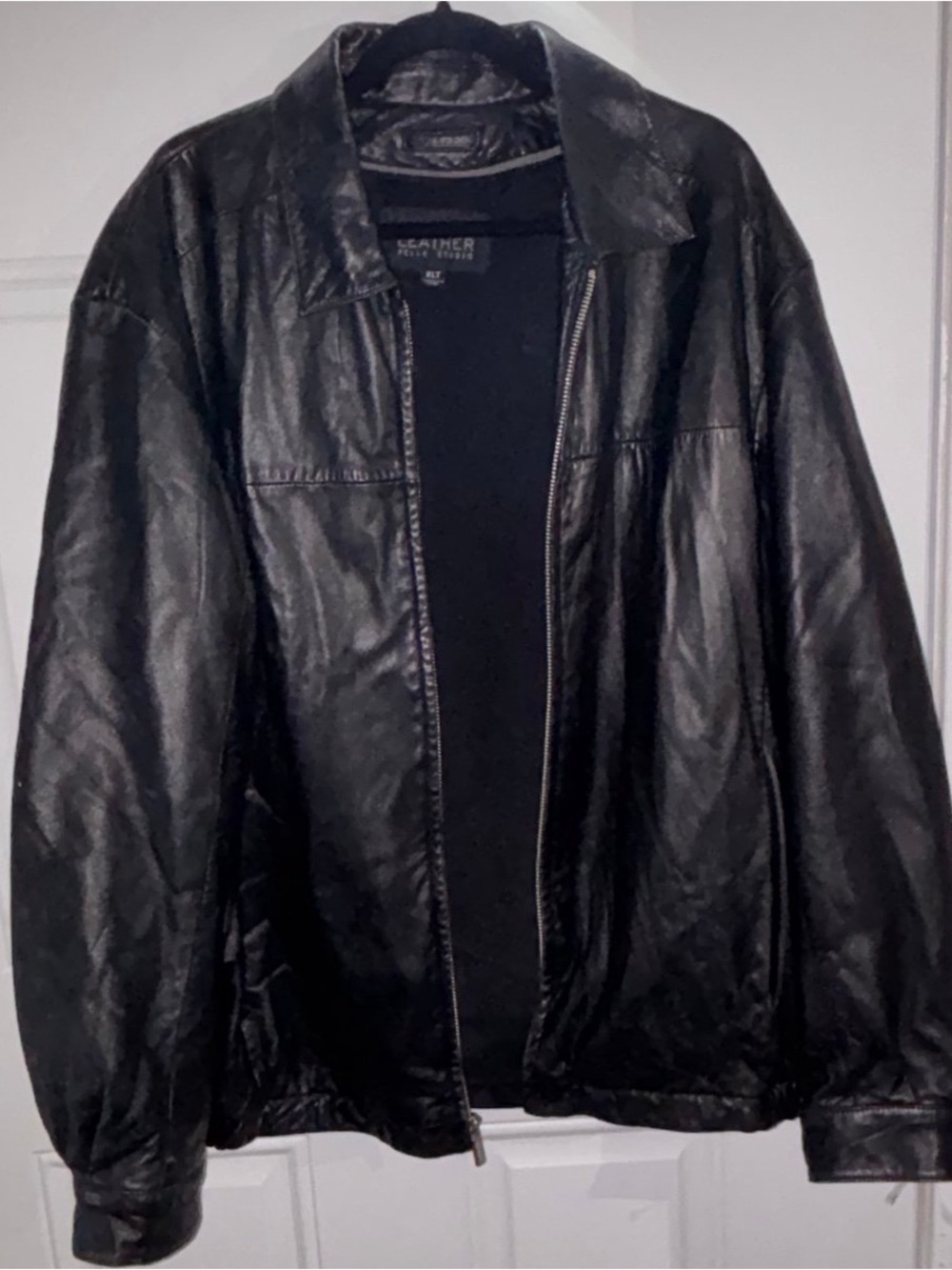 Wilsons Leather Pelle Studio Mens XLT Black Genuine Leather Zip Jacket Soft B89